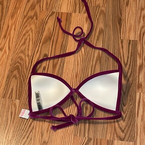 NWT! PINK Victoria’s Secret Swim Top Bikini, velvet push-up bra halter , Small - Picture 3 of 6